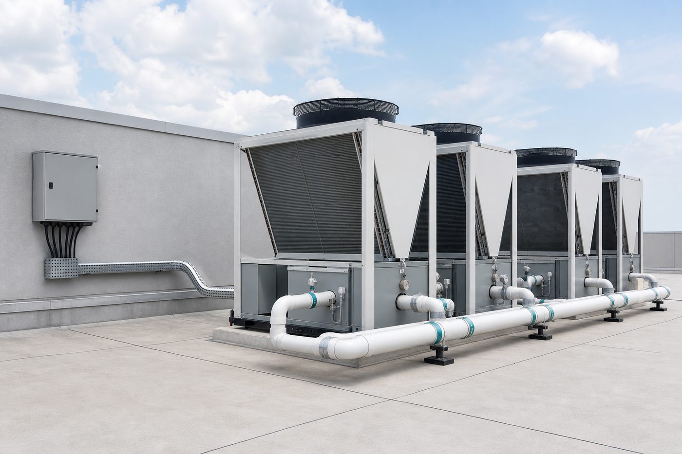 Loji multi-chiller atas bumbung untuk pemantauan HVAC Newton Technology Group